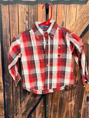TwentyX Wrangler Jean Co. Boys' Red Plaid Button-Up Shirt XS